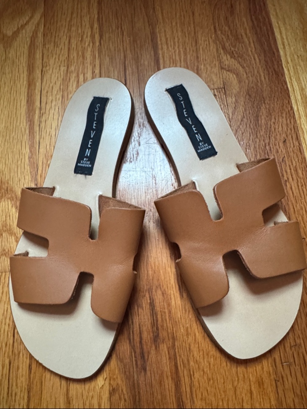 Steven By Steve Madden Brown Leather Slide Sandals 7